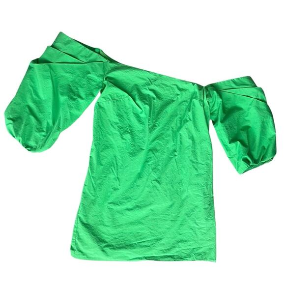 Mare Mare X Free People Carlie Tunic Puff Sleeve Asymmetric Green Mini Dress S - Picture 12 of 12